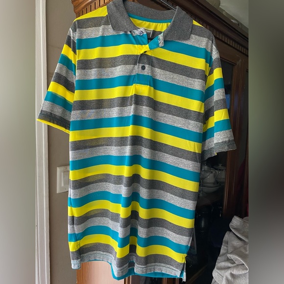Men’s Multi Color Short Sleeve Polo Shirt Size L, 100% Polyester Material - Picture 6 of 6